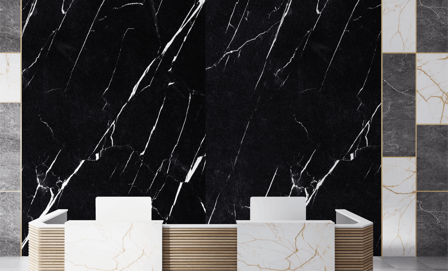 Black White Veins Marble Sheet